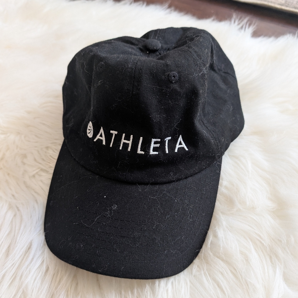 Athleta 100% Cotton Classic Black Adjustable Baseball Cap Hat